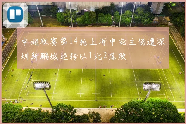 中超联赛第14轮上海申花主场遭深圳新鹏城逆转以1比2落败